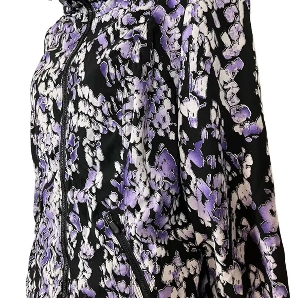 ZENERGY by CHICO'S Black Purple Athletic Sporty Full Zip Lightweight Jacket sz 0
